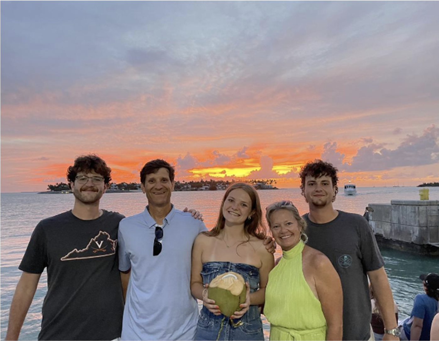 Baker family photo in Key West at sunset