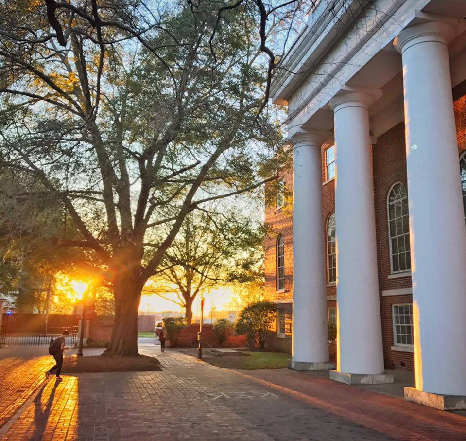 College campus sunrise