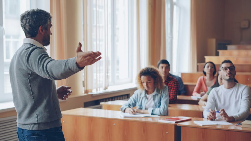 Professor teaching class